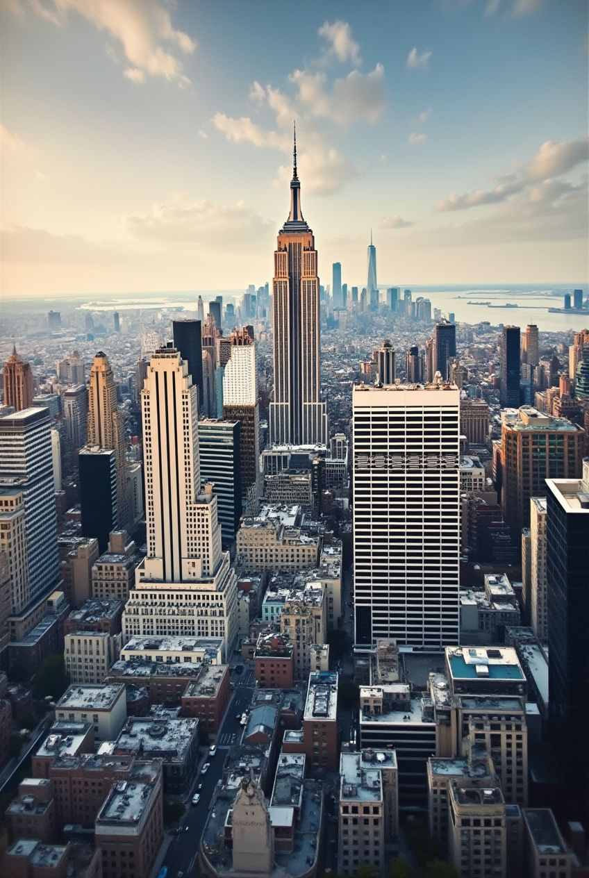 New York City skyline at sunset